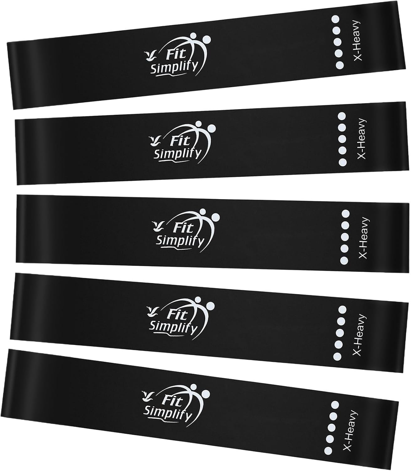 Fit Simplify Resistance Loop Exercise Fitness Bands with Instruction Guide and Carry Bag, Set of 5