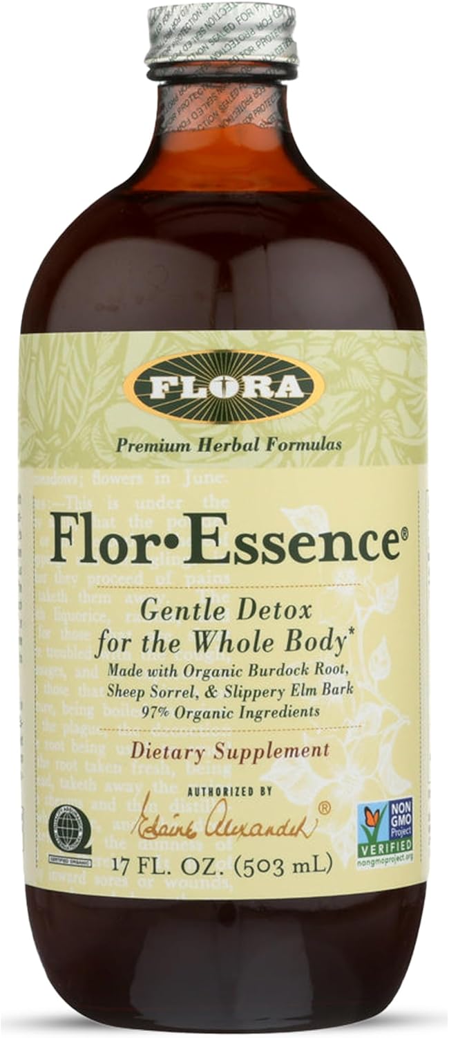 Flora Health Flor-Essence Liquid Tea Blend – Ancient 8-Herb Formula – Natural Full Body Cleanse & Detox – Organic Ingredients – Pure Vegan Formula – Burdock Root, Sorrel, Slippery Elm, Kelp – 500mL