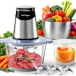 Food Processors Electric Food Chopper with Meat Grinder & Vegetable Chopper - 3 Bowls(8Cup+8Cup+3Cup) with Powerful Copper Motor - Includes 3 Sets of Bi-Level Blades for Fruits/Meat/Nuts