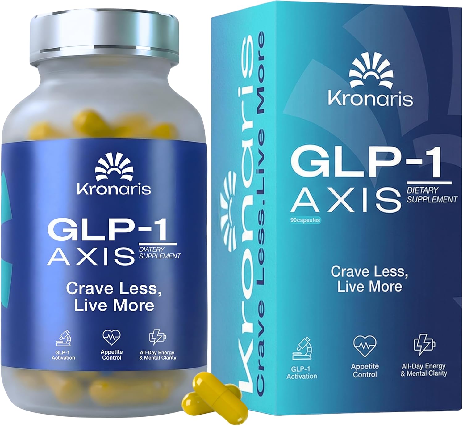 GLP-1 AXIS | Appetite Suppressant for Weight Loss & Natural GLP-1 Supplement for Weight Management, Odorless 8 in 1 Formula with Berberine & Green Tea Extract for Daily Energy Focus, Vegan, 90 Caps
