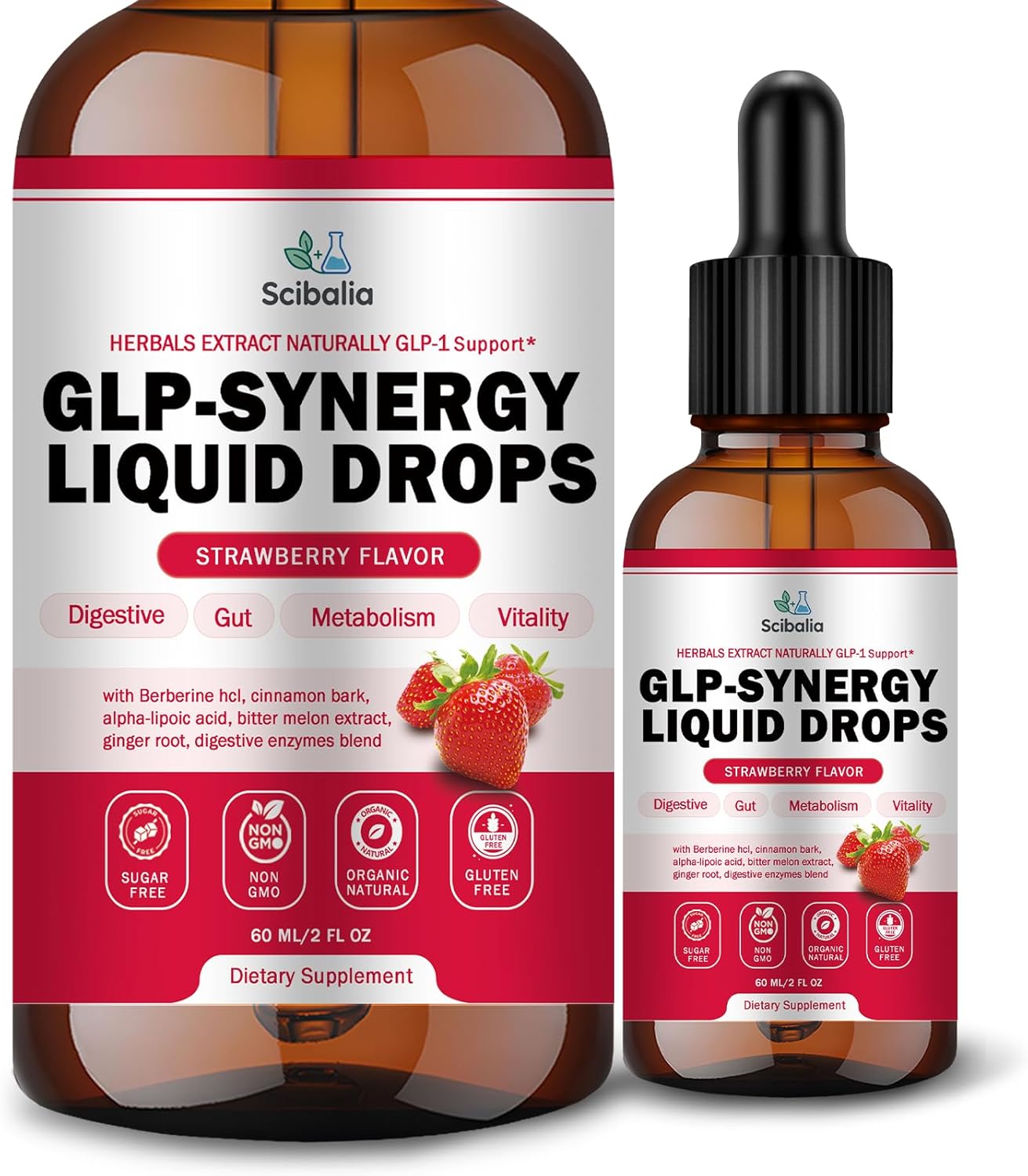 GLP-1 Supplement Drops for Men & Women, Natural 12-in-1 GLP 1 Boost w. Berberine HCI Digestive Enzyme for Appetite Craving Metabolism & Digestive, GLP-1 Daily Oral Liquid More Potency