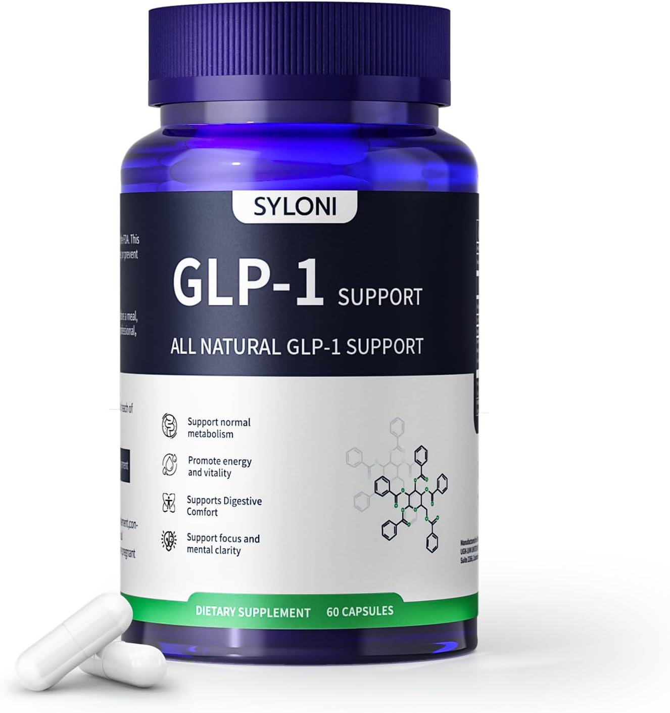 GLP-1 Supplement Reduce Appetite for Women & Men, Natural Supports Metabolism, Weight Management, Energy, Focus & Vitality, 60 Capsules with Vitamin C, Berberine & Green Tea Extract
