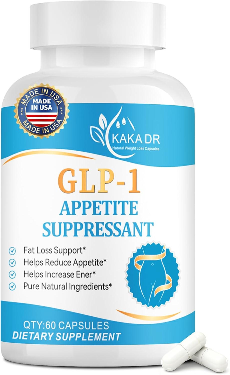 GLP-1 Supplement Weight Loss Pills for Women, Appetite Suppressant for Women and Men, Metabolism Booster, 3rd Party Tested Supplement, Made from a Variety of Natural Ingredients – 60 Pills