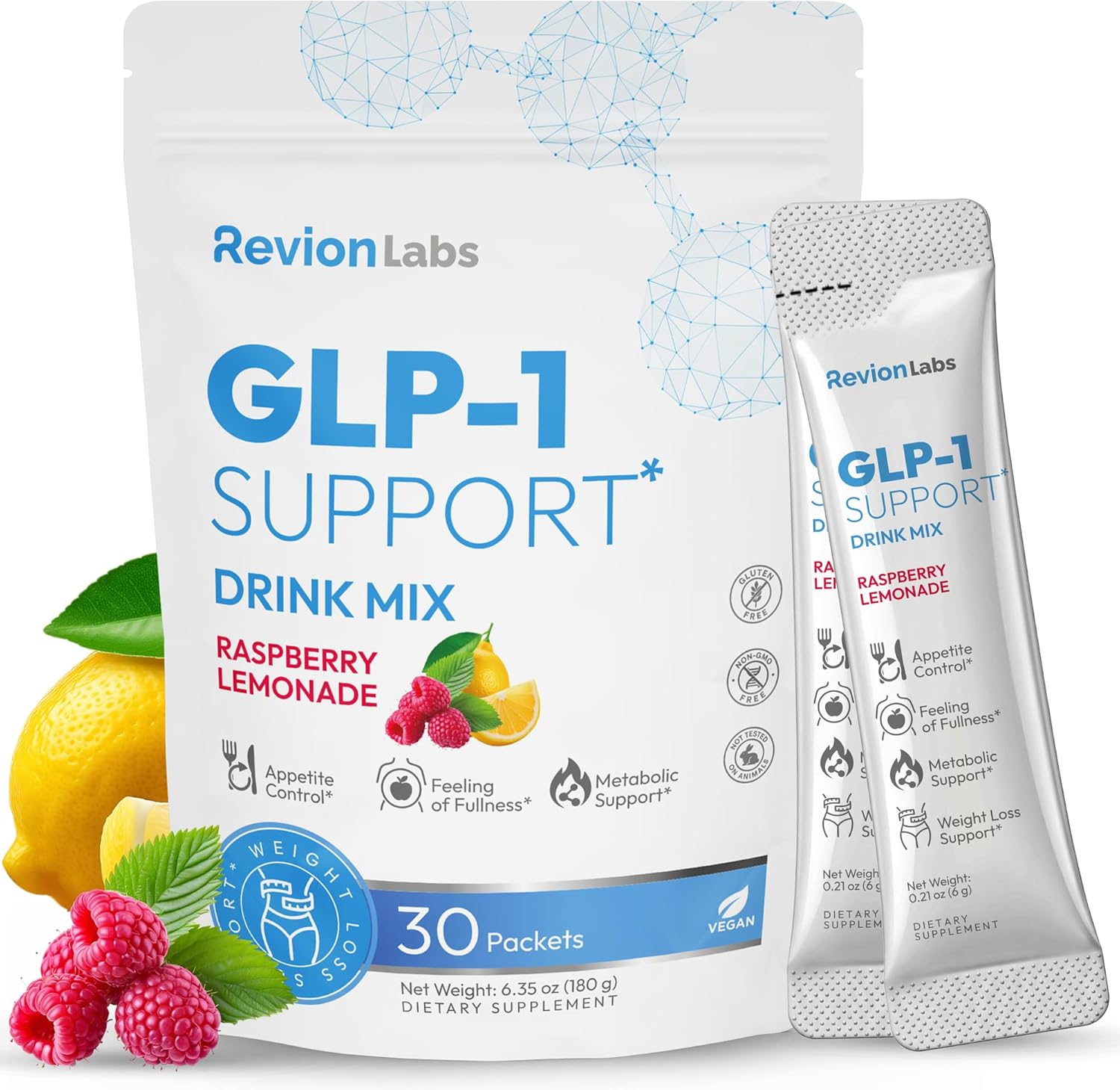 GLP-1 Support Drink Mix Powder – Weight Loss Support Natural Appetite Suppressant & Metabolic Booster for Women Men – Daily Fat Burn Cravings Control & Gut Health GLP1 Support Supplement