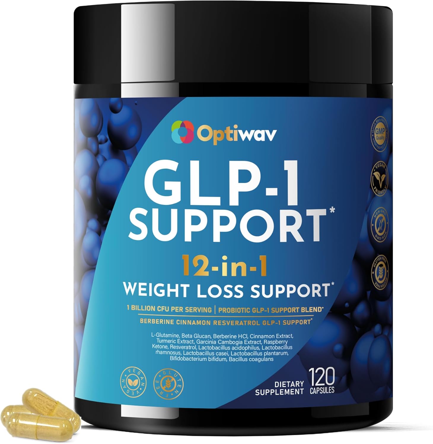 GLP-1 Support Probiotic Weight Loss Supplement – Natural GLP1 Support Appetite Suppressant for Women Men – for Daily Fat Burn Hunger Control Metabolism Boost Gut & Curb Cravings Support