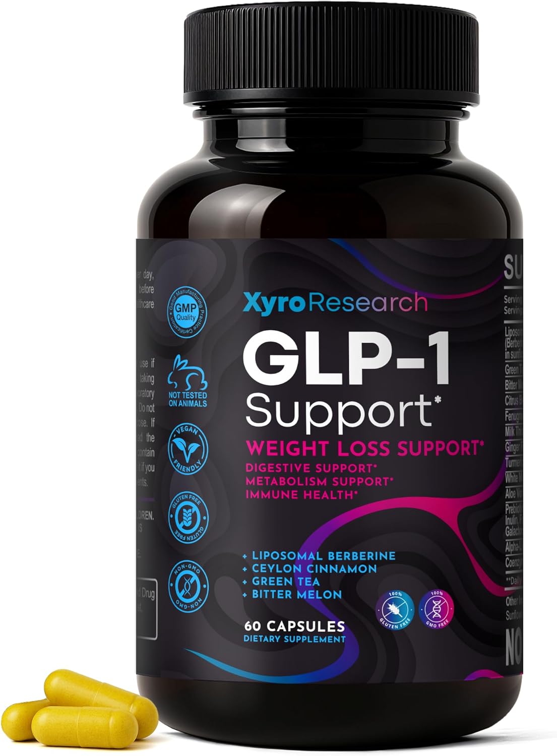 GLP-1 Support Weight Loss Supplement – Appetite Suppressant & Metabolism Booster to Support Natural Hunger Control Curb Cravings Burn Fat & Gut Wellness