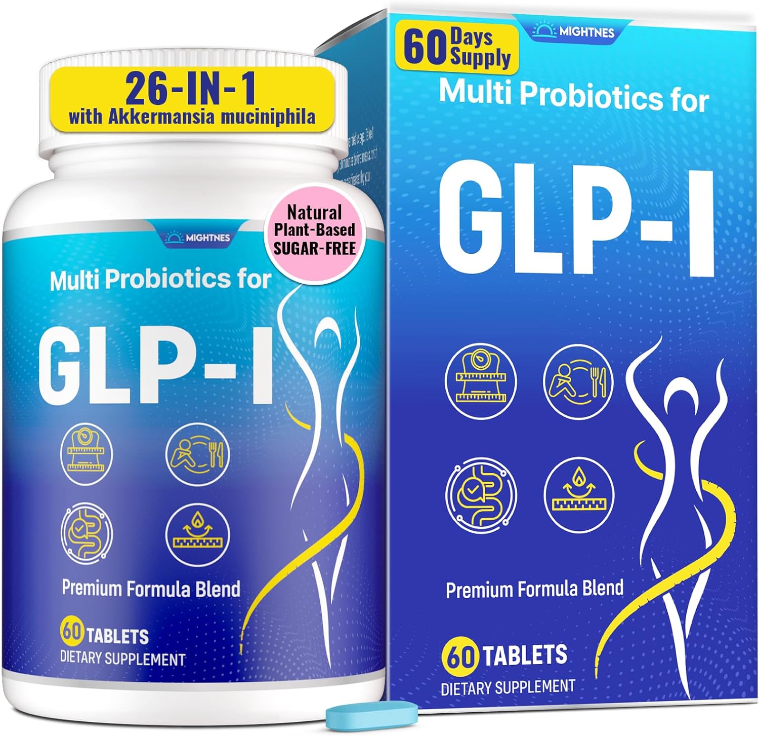 GLP-l Supplement for Women & Men, Natural GLP l, 26 in 1 with Berberine, Akkermansia Probiotic, Inulin, Turmeric, HMB, GLPl Tablet for Digestive & Gut Health* – 60 Days Supply