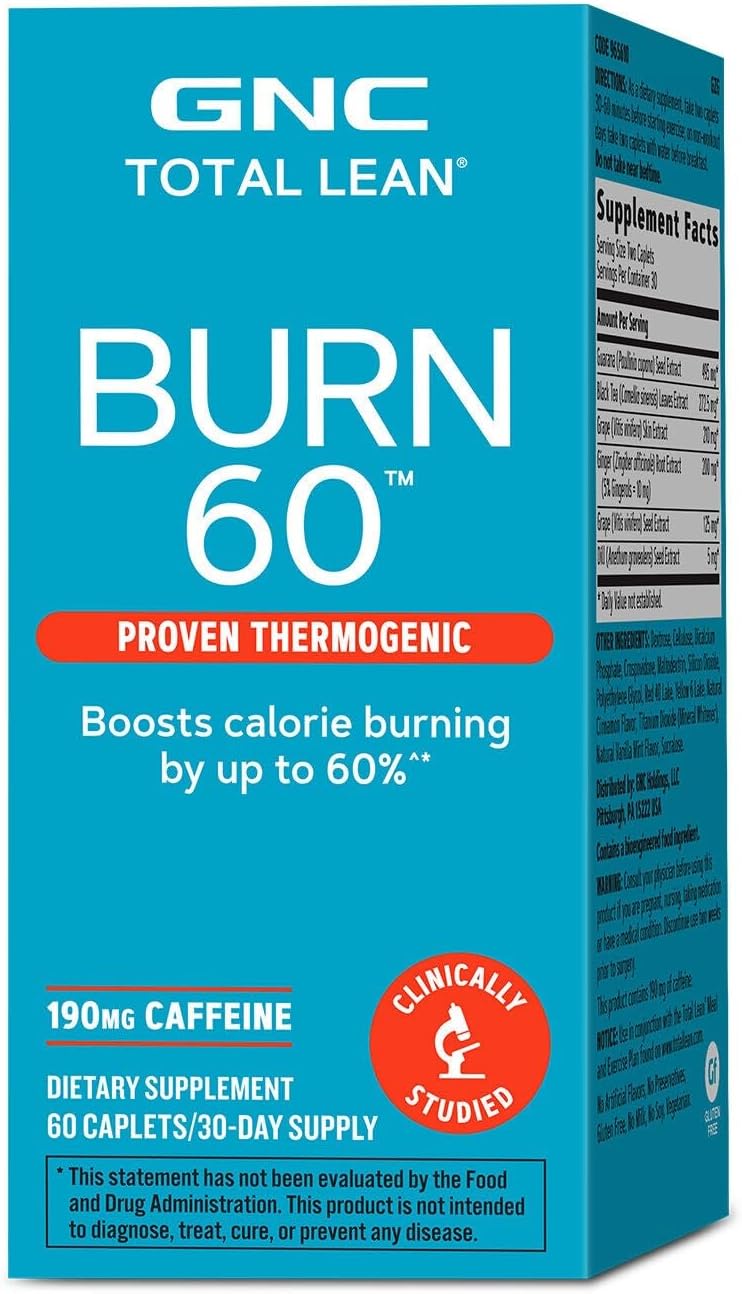 GNC Total Lean Burn 60, Clinically Proven Thermogenic Formula, 30 Servings