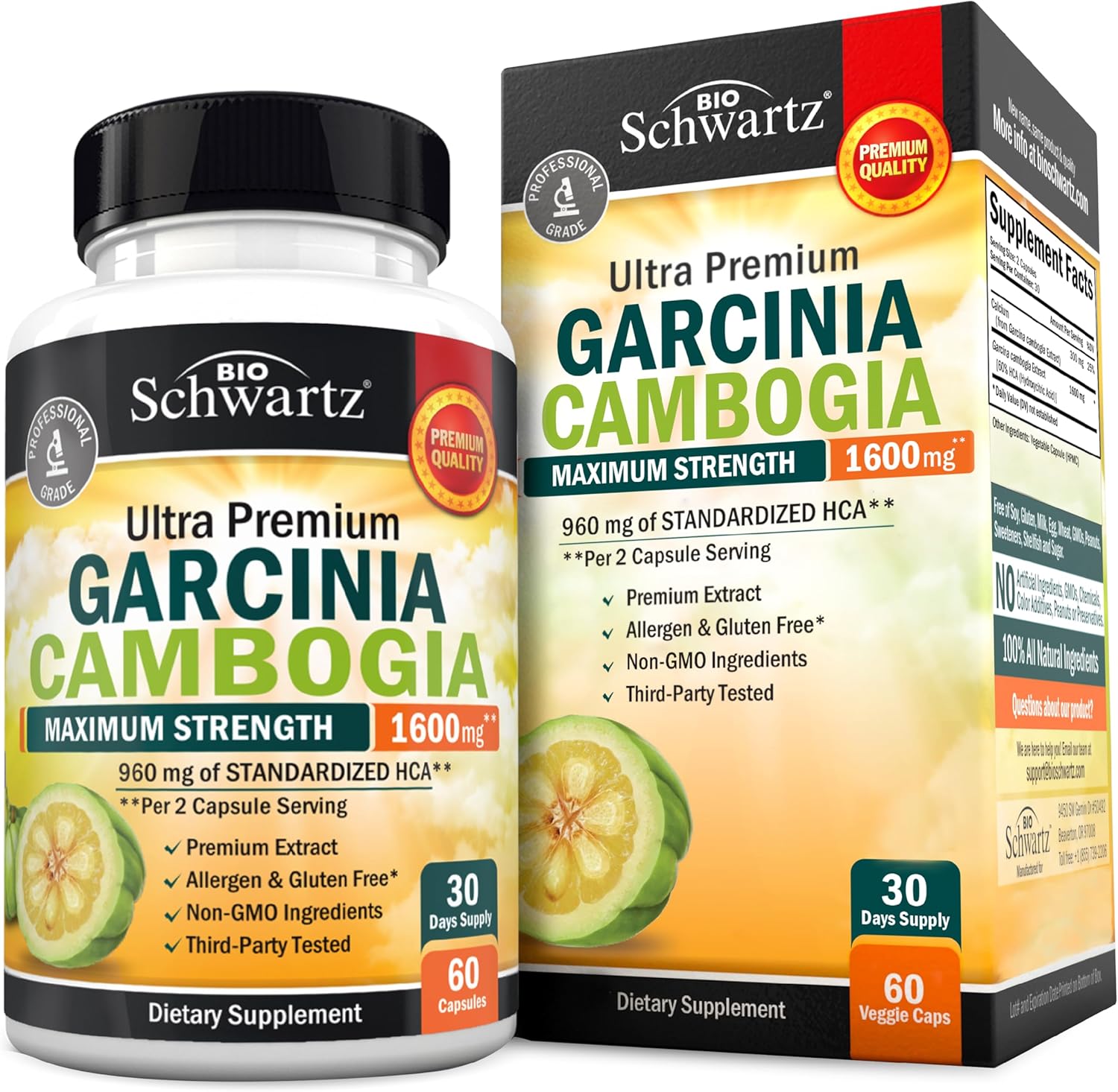 Garcinia Cambogia Weight Loss Pills – Maximum Strength Appetite Suppressant & Fat Burner for Men & Women – 1600mg Natural Extract & 960mg HCA – Metabolism Booster & Carb Blocker Capsules – 60Ct