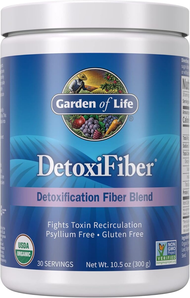 Garden of Life Organic Unflavored Fiber Powder Detox Blend with Chia, Alfalfa & Barley for Herbal Cleanse, Gut Health Support - Detoxifiber - Non-GMO, Gluten-Free, Psyllium Free, Vegan, 30 servings