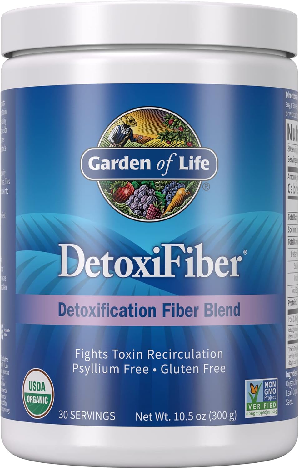 Garden of Life Organic Unflavored Fiber Powder Detox Blend with Chia, Alfalfa & Barley for Herbal Cleanse, Gut Health Support – Detoxifiber – Non-GMO, Gluten-Free, Psyllium Free, Vegan, 30 servings