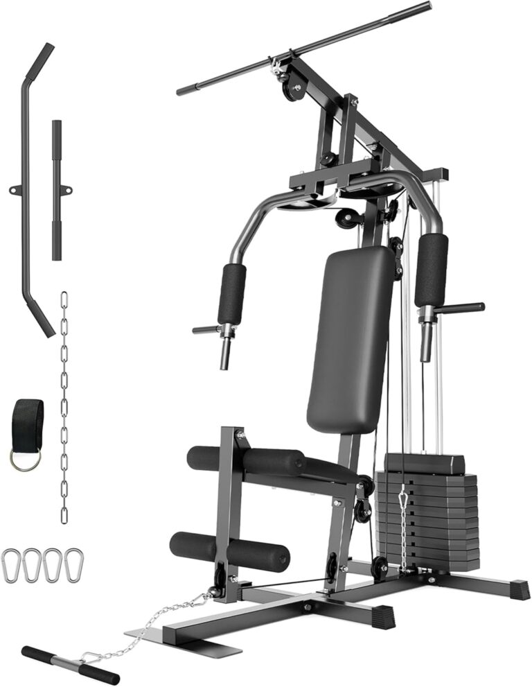 GarveeLife Home Gym Machine System with 100LBS Weight Stack, Multifunctional Weight Machine, Full Body Workout Station Exercise Equipment, All in One Home Gym with Pulley System for Strength Training