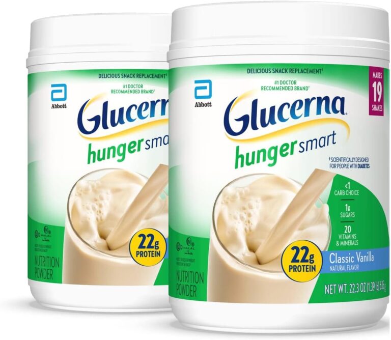 Glucerna Hunger Smart Diabetes Care Powder, Classic Vanilla, Diabetic Snack Replacement to Support Blood Sugar Management, 22g Protein, 130 Calories, 22.3 Oz, 2 Pack