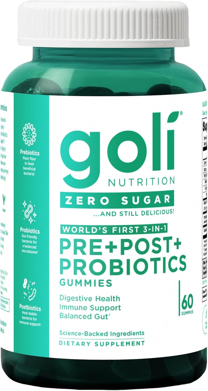Goli Zero Sugar Pre Pro Postbiotic Gummies – Worlds First 3-in-1 with DE111, XOS, MCC1849 – No Sugar Alcohols – Vegan, Keto-Friendly, Non-GMO