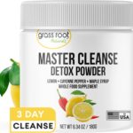 Grass Root Naturals Master Cleanse Detox Powder- Lemonade Detox 3-Day Plant-Based Supplement with Lemon, Maple Syrup, and Cayenne Diet, 6.34oz Container