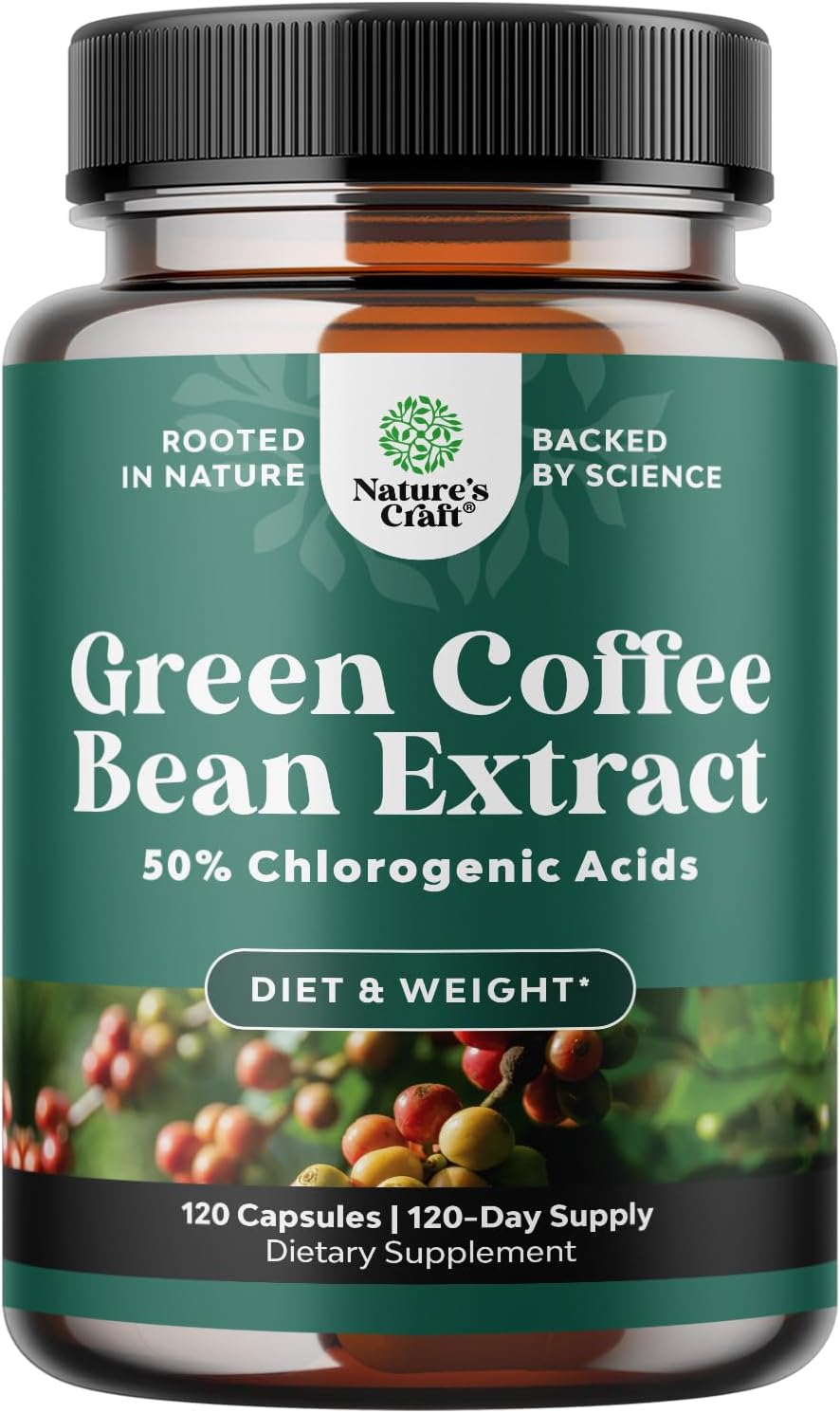 Green Coffee Bean Extract for Weight Loss – Pills for Women and Men – Appetite Suppressants for Weight Loss with Chlorogenic Acid – Herbal Fat Burner to Assist with Weight Loss 120 Count