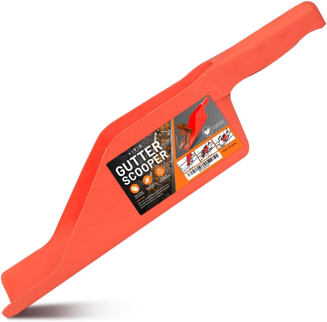 Gutter Scoop Cleaning Tools – Easy Removal of Leaves and Dirt – Deep Curved Gutter Scooper Shovel for Leaves & Debris, High-Impact Polypropylene, Ergonomic Handle, Fits Most Rain Gutters