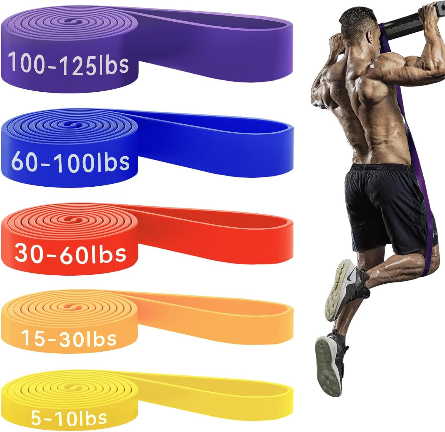 HAPBEAR Pull Up Assistance Bands – Pull Up Bands – Resistance Bands – Exercise Bands Resistance Bands Set – Workout Bands for Working Out, Stretching, Muscle Training