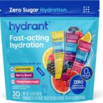 HYDRANT Hydrate Zero Sugar, Individual Hydration Electrolyte Powder Stick Packets with Zero Sugar and Electrolytes for Rapid Hydration (Variety Pack, 30 Count)