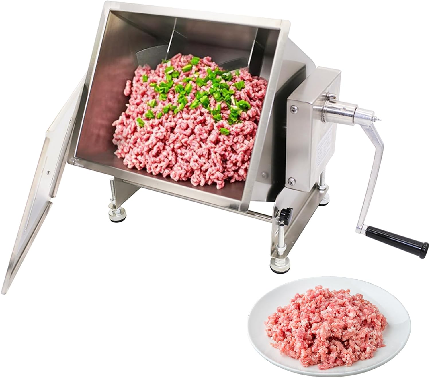 Hakka 30lb/15L Commercial Meat Mixer, Stainless Steel 20L Tilt Tank Manual Meat Mixer for Sausage (Mixing Max.30lb/15L for Meat)