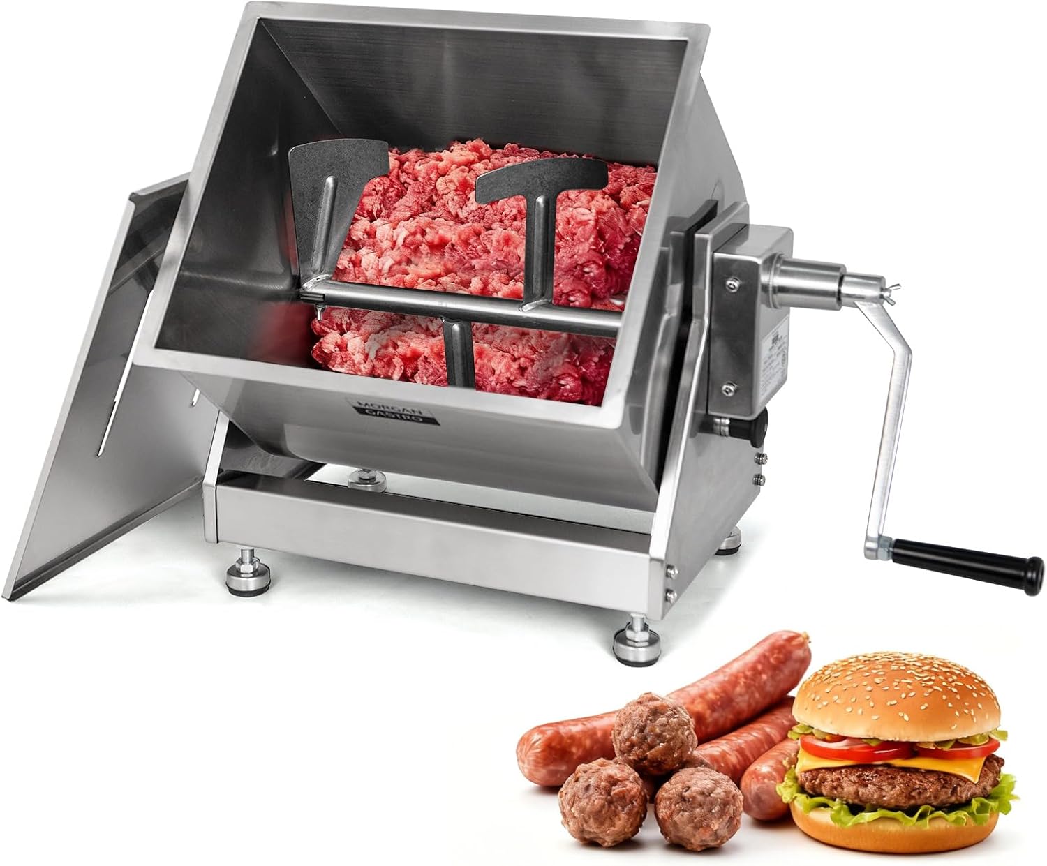 Hakka Manual Meat Mixer 45lb/22.5L, Tiltable Tank 30L Stainless Steel Updated Commerial Food Mixer for Meat and Seasonings, Sausage, Burger, Patty