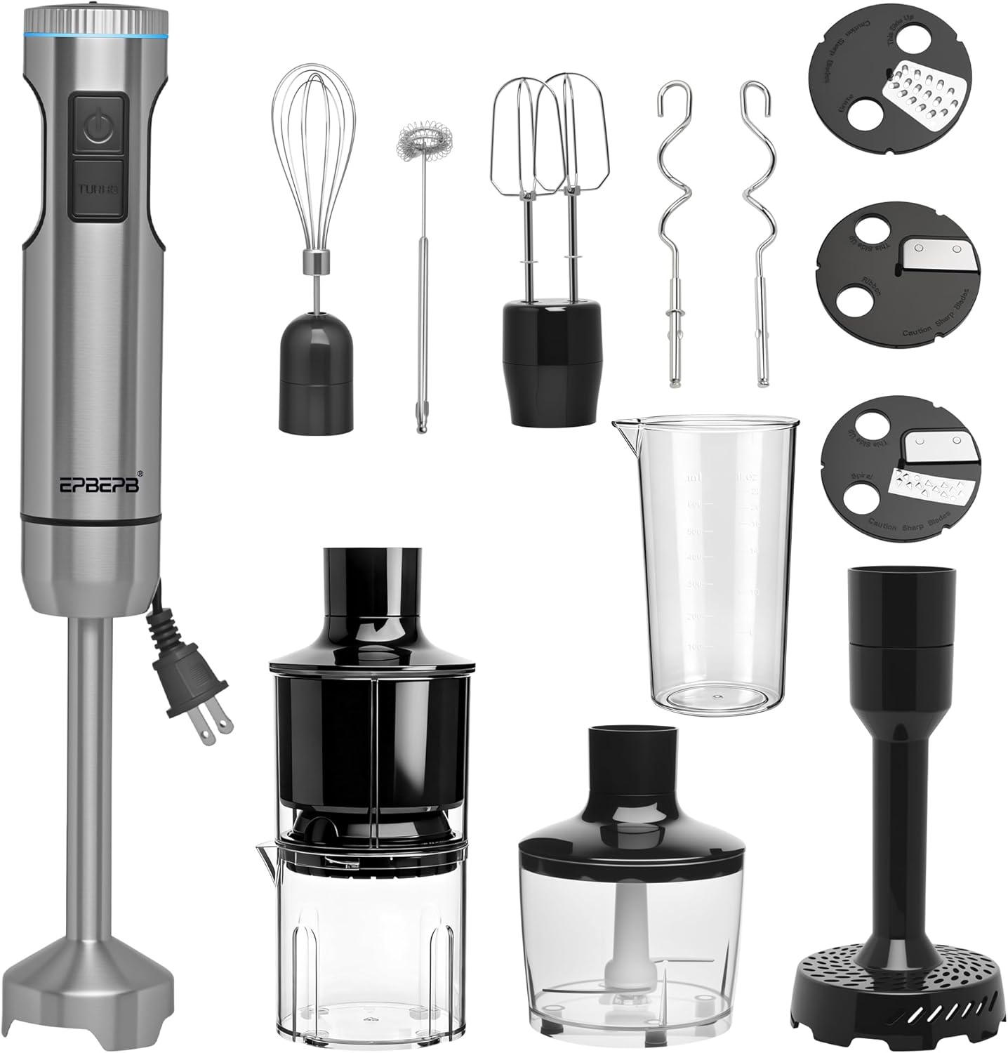 Handheld Immersion Blender Bundle, 1000W Powerful 11-in-1 Set for Smoothies,Orange Juicer,Minced meat,Milk frother,Egg Beater, Dough Hook, Vegetable Chopper, Potato Masher