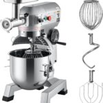 Happybuy 20Qt Commercial Stand Mixer, 1100W Multifunctional Electric Food Mixer with Meat Grinder, 3 Speeds, Dough Hook & Whisk for Bakeries and Pizzerias