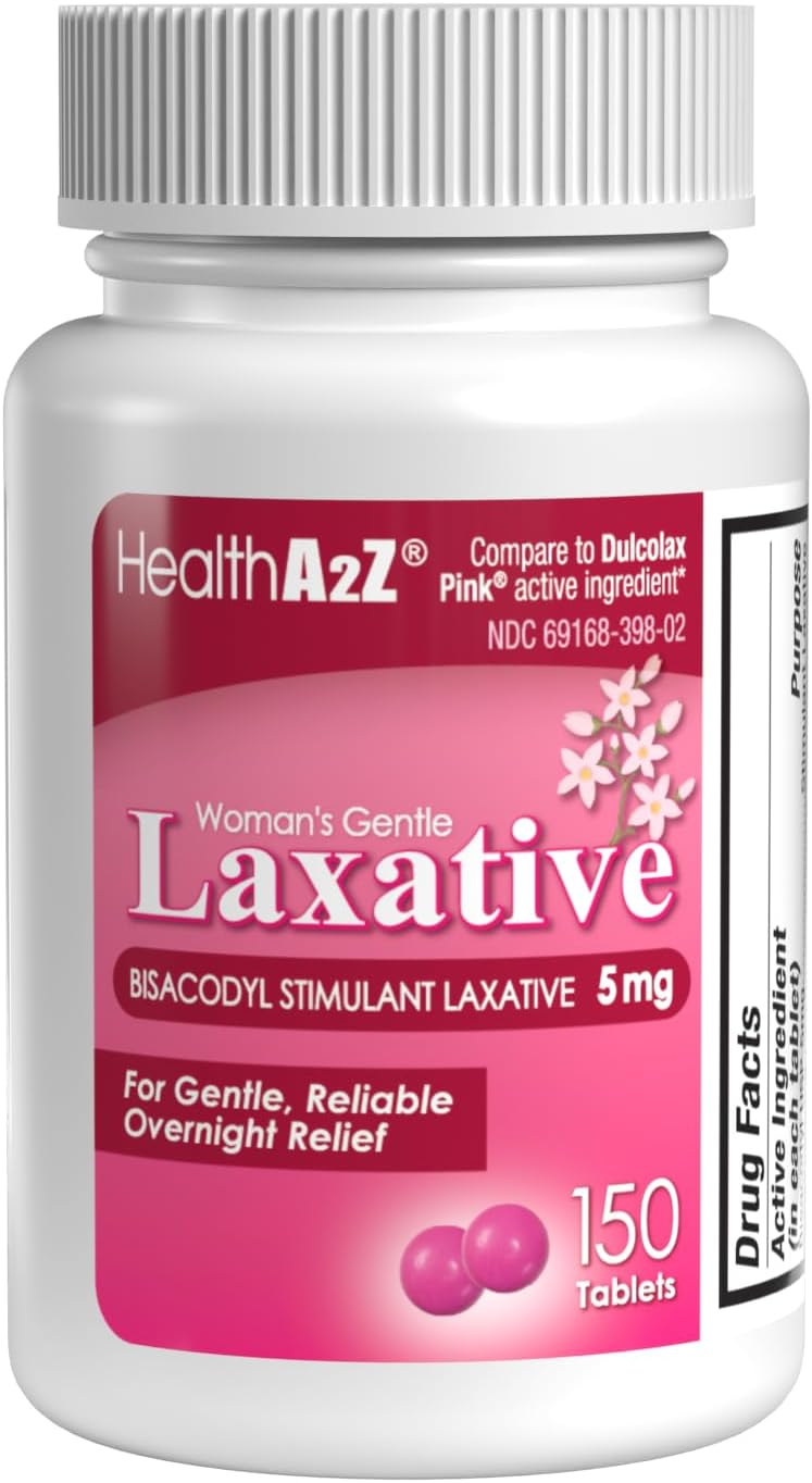 HealthA2Z® Woman’s Gentle Laxative | Bisacodyl Stimulant Laxative 5mg | Constipation Relief | Gentle and Reliable | Overnight Relief (150 Tablets)