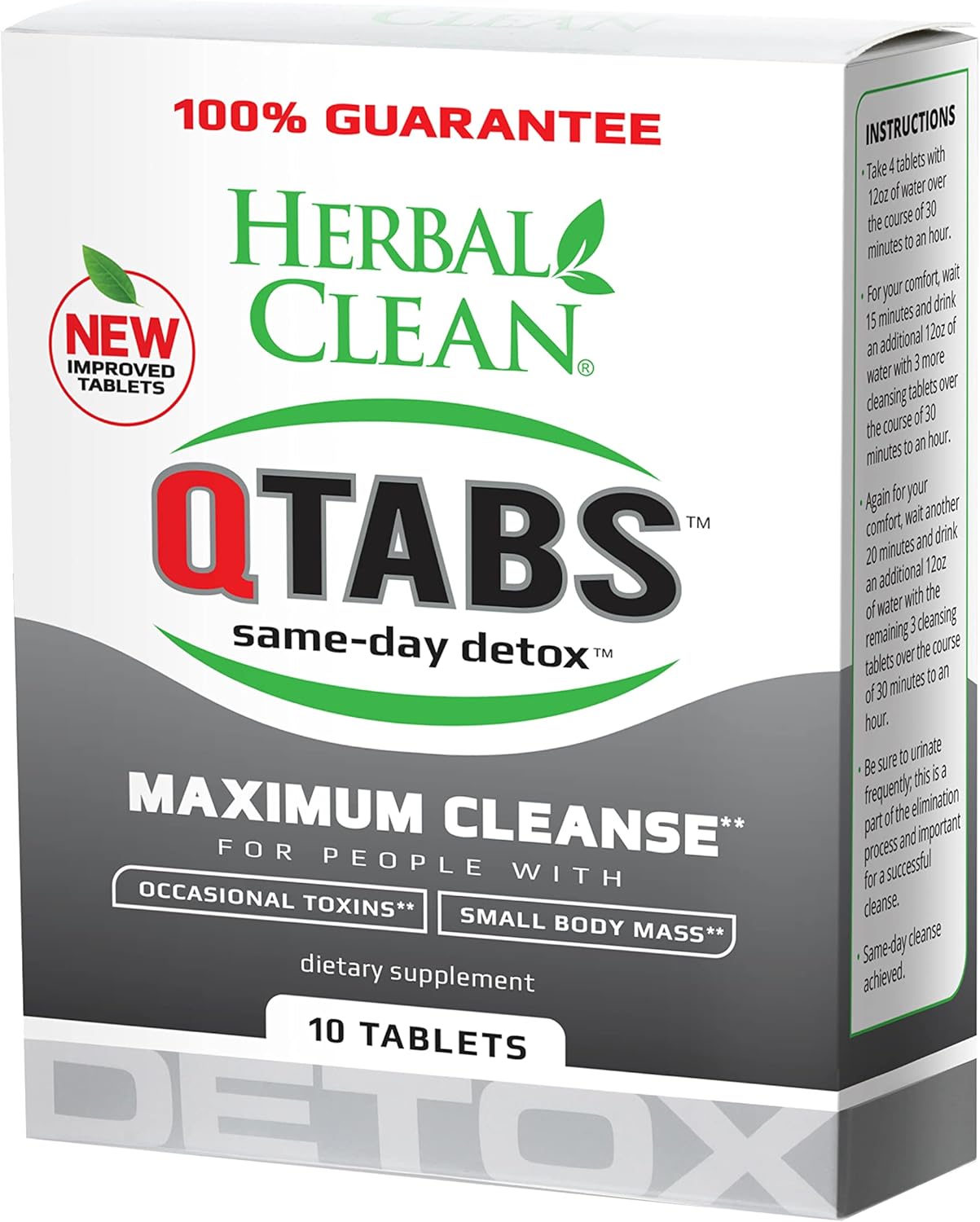 Herbal Clean – QTabs Same-Day Detox, Portable and Discreet, 10 Tablets