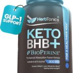Herbtonics Keto BHB+ BioPerine Keto Pills, Exogenous Ketones for Ketosis Support, Weight Management, GLP‑1 Support, Energy & Mental Focus, Vegan Friendly Non‑GMO Formula. 60 Vegan Capsules