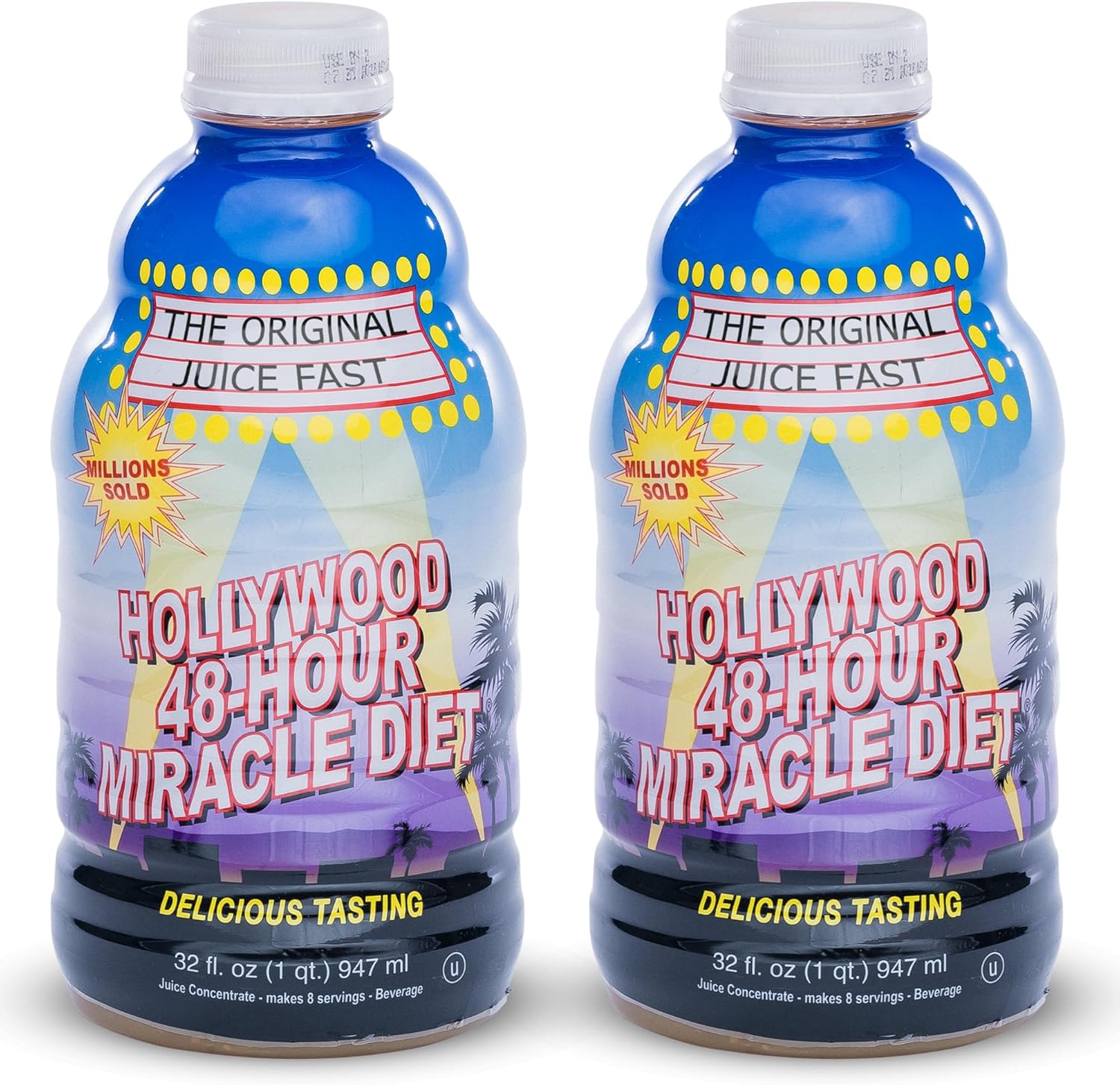 Hollywood diet 48 Hour Juice Cleanse Drink 2 Pack, Vitamin-B Infused Detox Cleanse for Body Reset, Hydration, and Energy | Ideal for Intermittent Fasting, Bloating Support, Event Prep, 32 oz