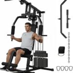 Home Gym Equipment, Multifunctional Workout Station with 100LBS Weight Stack, Home Gym Machine for Full Body Traning with LAT Pulldown System