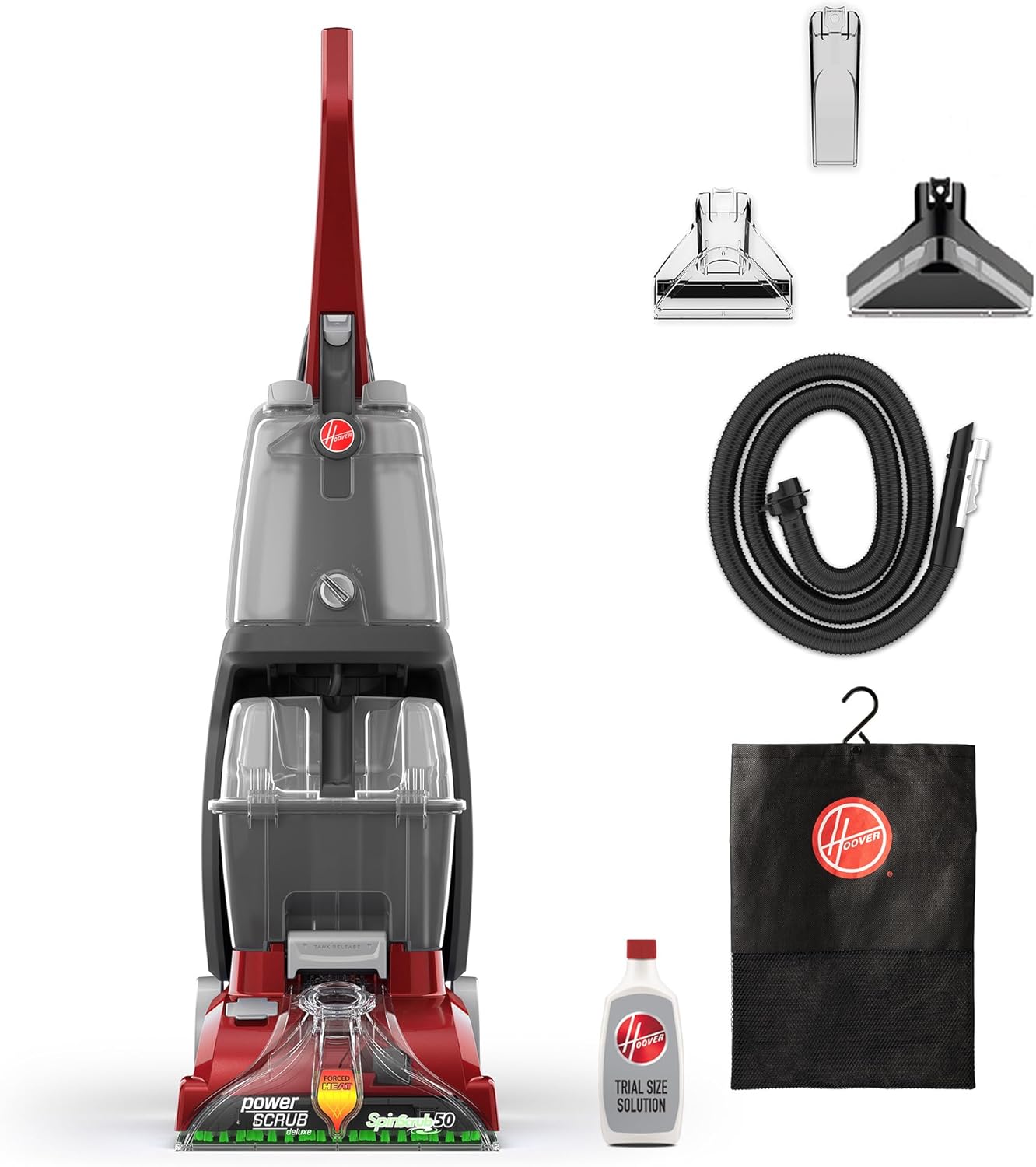Hoover PowerScrub Deluxe Carpet Cleaner Machine, Deep Cleaning Carpet Shampooer Machine, SpinScrub Brushes, HeatForce Drying, Pet & Upholstery Tools, Pair with Hoover Carpet Cleaner Solution