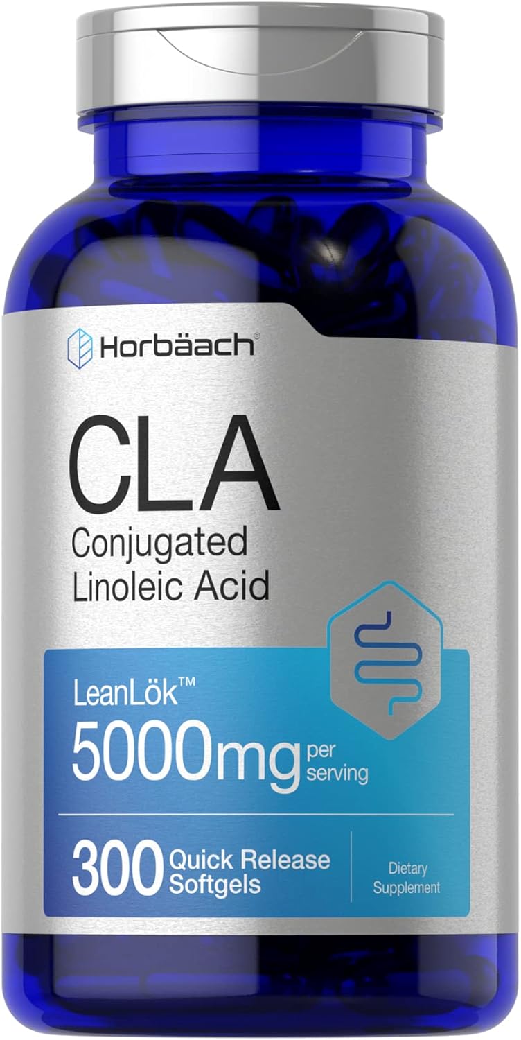 Horbäach CLA Supplement | 300 Softgel Pills | Maximum Potency | Conjugated Lineolic Acid from Safflower Oil | Non-GMO, Gluten Free