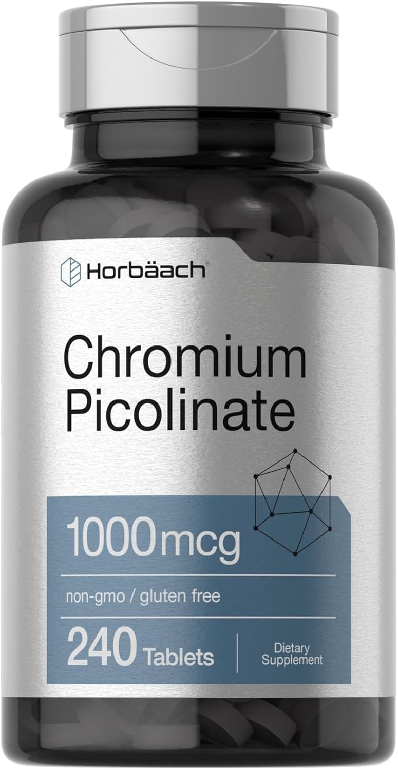Horbäach Chromium Picolinate 1000mcg | 240 Tablets | Vegetarian, Non-GMO & Gluten Free Supplement