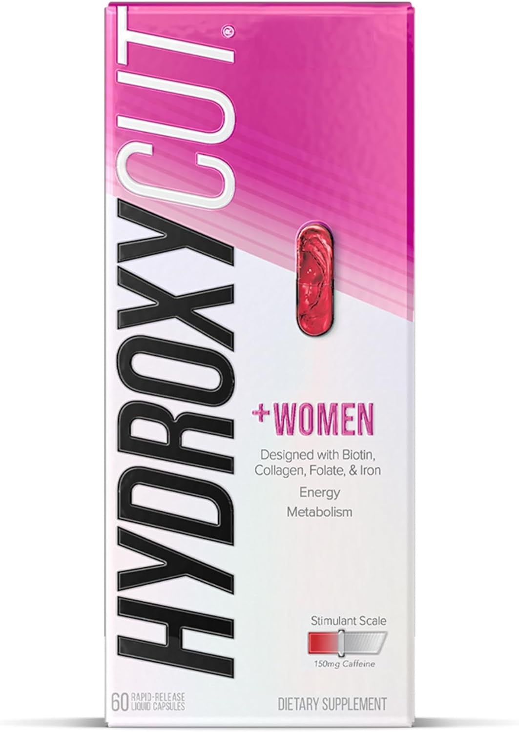 Hydroxycut +Women – 60 Rapid-Release Liquid Capsules – Includes Biotin, Collagen, Folate & Iron