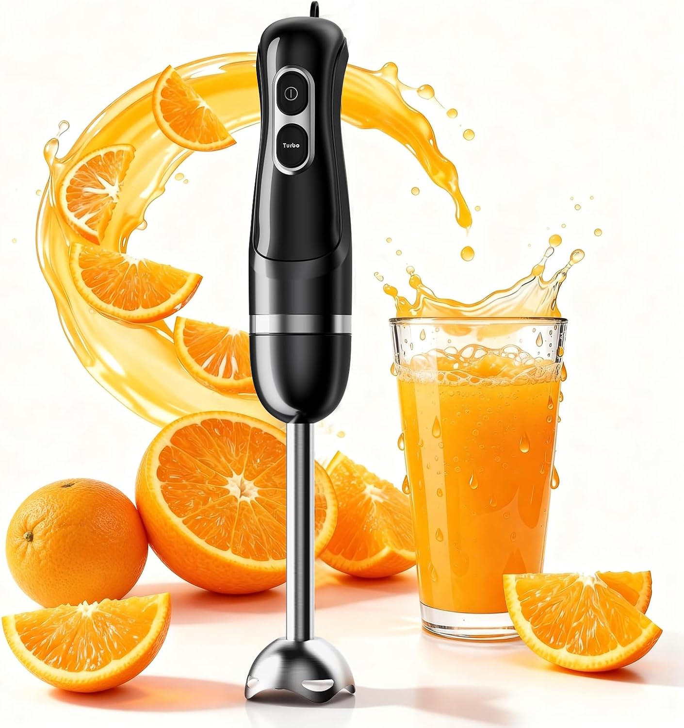 Immersion Blender Handheld, Corded Electric Blenders Portable Stick Mixer with 2 Mixing Speed and Stainless Steel Blades Emulsifier for Effortless Blending Soup, Smoothies, Puree or Baby Food