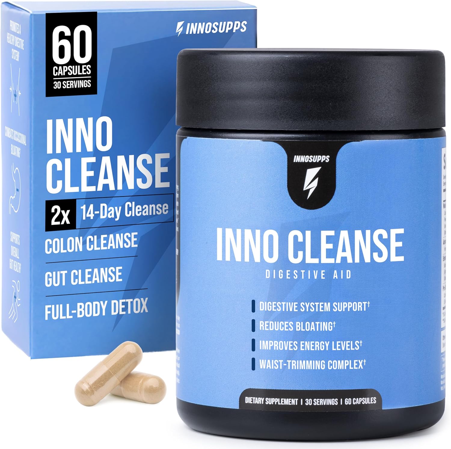 InnoSupps Inno Cleanse 14 Day Colon & Detox Flush, Waist Trimming Complex, Gut Cleanse, Digestive System Support, Stool Softener & Reduced Bloating & Occasional Constipation Relief