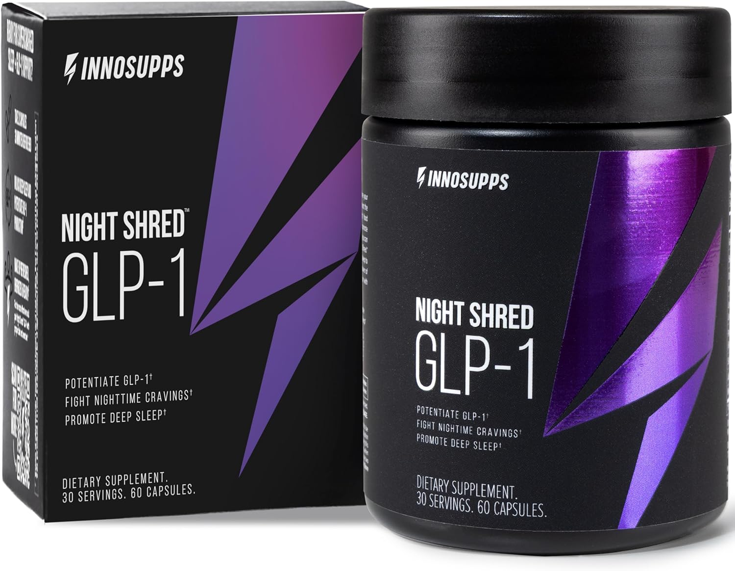 InnoSupps Night Shred GLP-1 – Nighttime Metabolic + Sleep Support* – Akkermansia + Ashwagandha – 60 Capsules. 30 Servings.