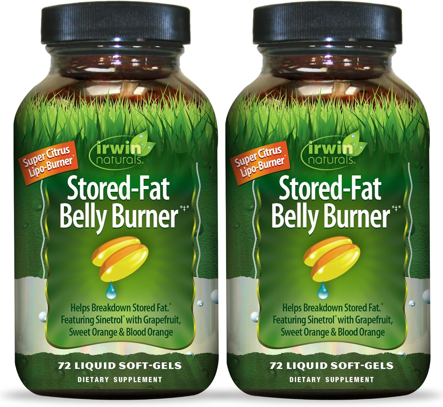 Irwin Naturals Stored-Fat Belly Burner – 72 Liquid Soft-Gels, Pack of 2 – Helps Support The Breakdown of Stored Fat – 48 Total Servings