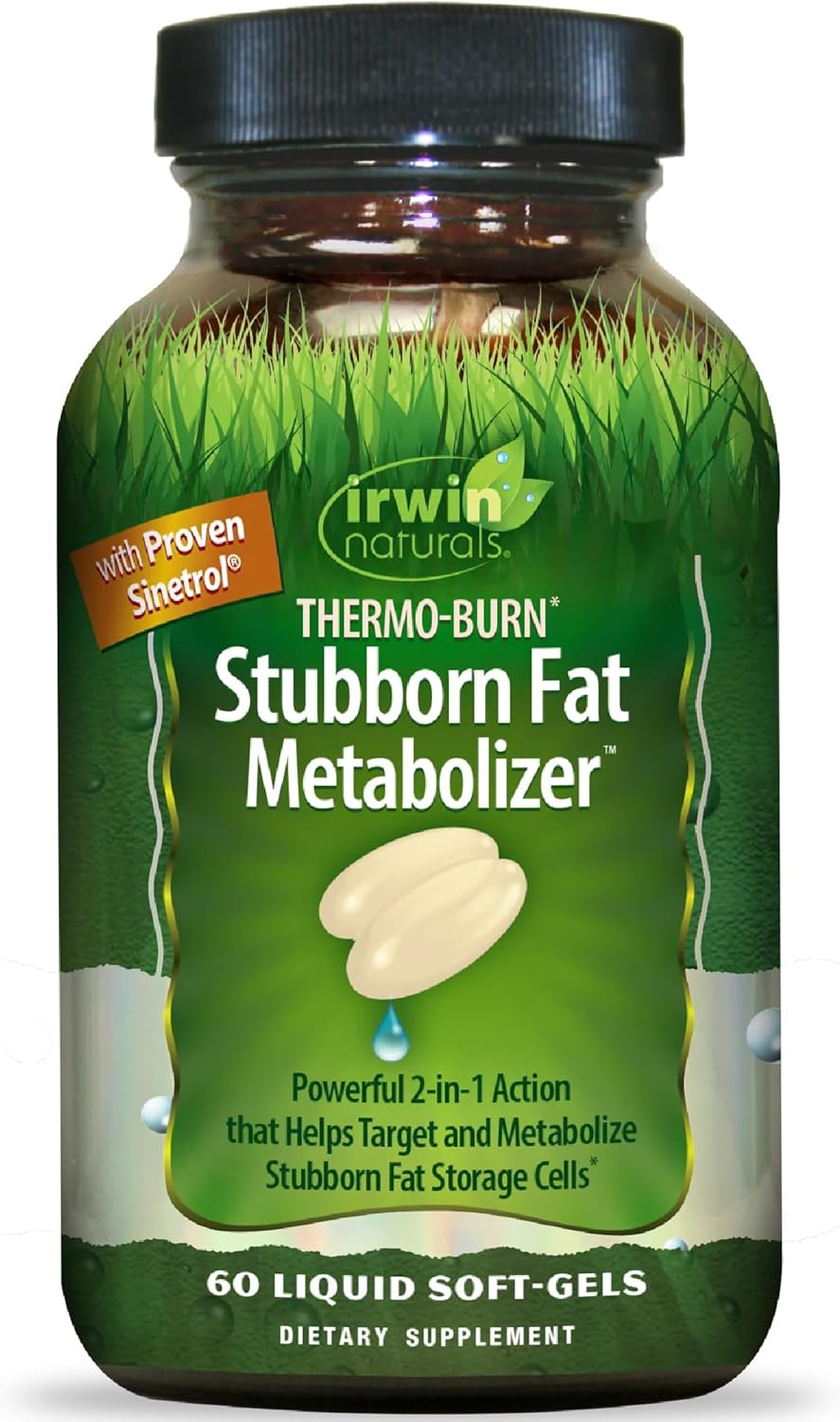Irwin Naturals Thermo-Burn Stubborn Fat Metabolizer – 60 Liquid Soft-Gels – Combines Green Tea Extract (EGCG), MCT Oil & Caffeine – 20 Servings