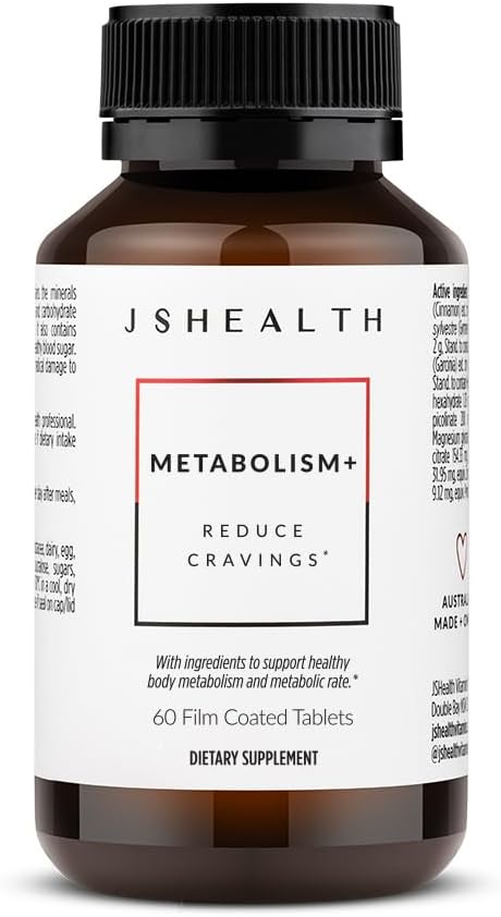JSHealth Metabolism Supplement. Chromium for Healthy Blood Sugar and Cravings Support. with Zinc, Magnesium, Cinnamon, Gymnema. By Nutritionist Jessica Sepel (60 Tablets)