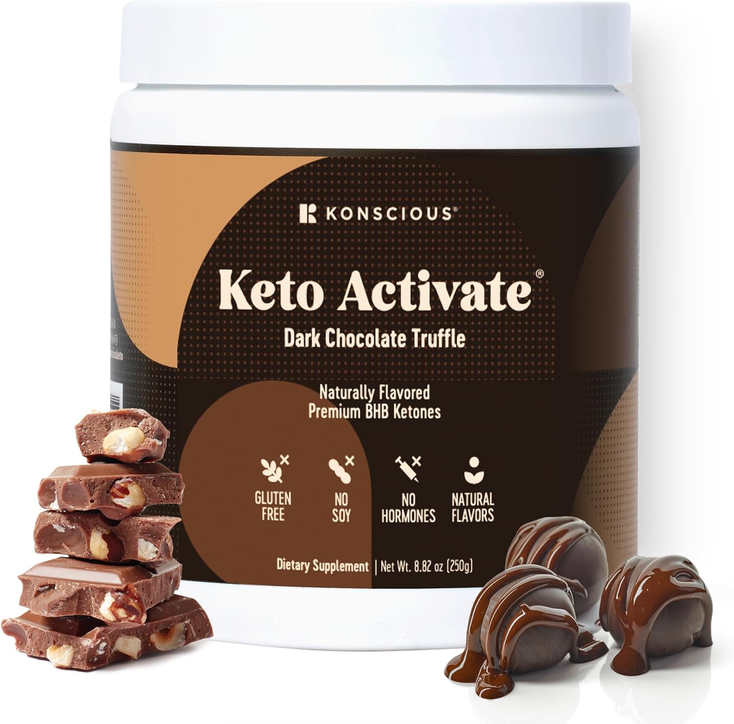 KETO ACTIVATE Dark Chocolate Truffle Exogenous Ketones Drink: Pure Keto Shake Powder with Chocolate Ketones | Jumpstart Ketosis & Boost Energy with Natural Ketones Supplements by Konscious Keto