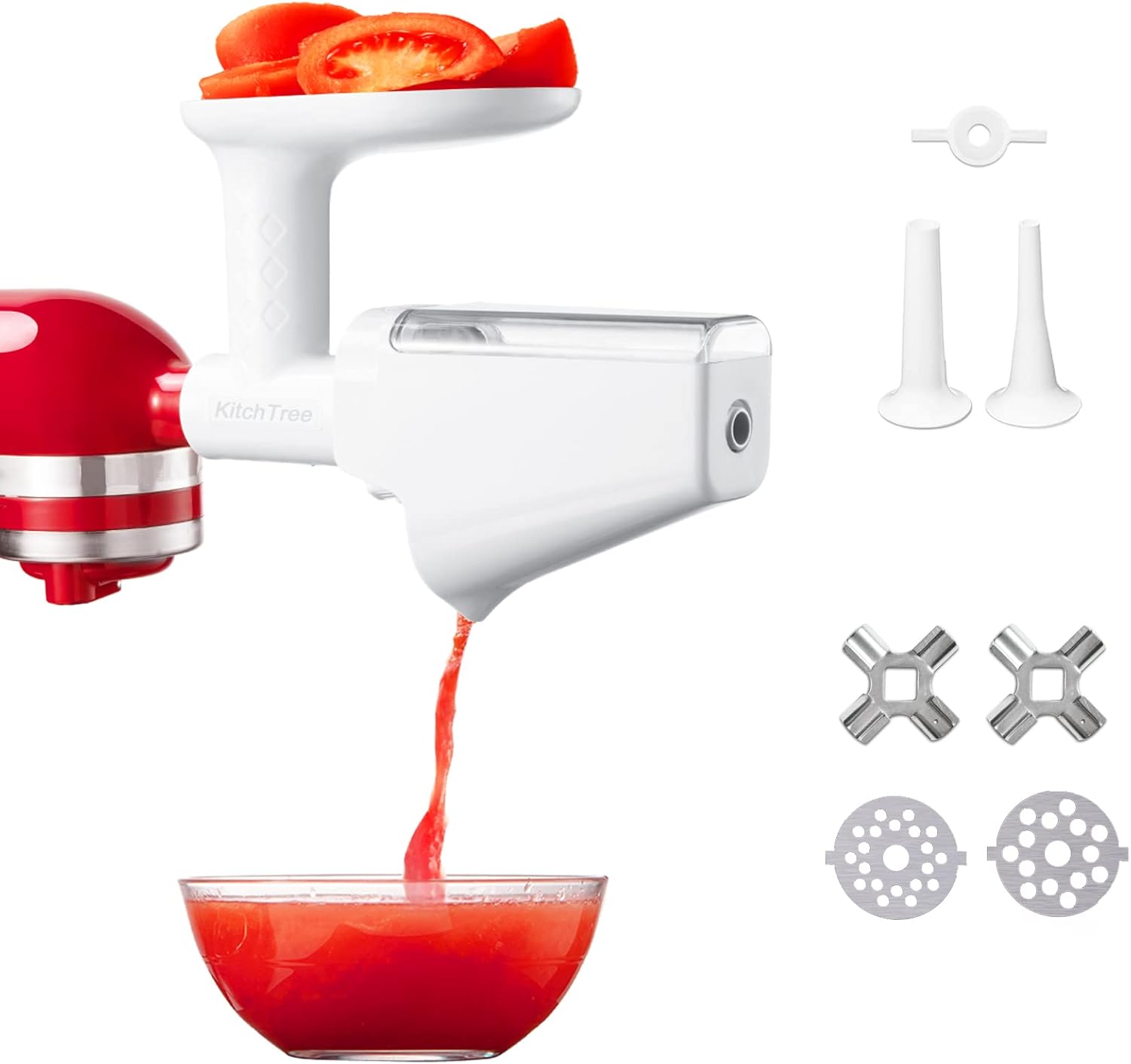 KITCHTREE Fruit & Vegetable Strainer Attachment Set for KitchenAid – Includes Food Grinder Attachment and Sausage Stuffer Tubes, Compatible with KitchenAid Stand Mixers