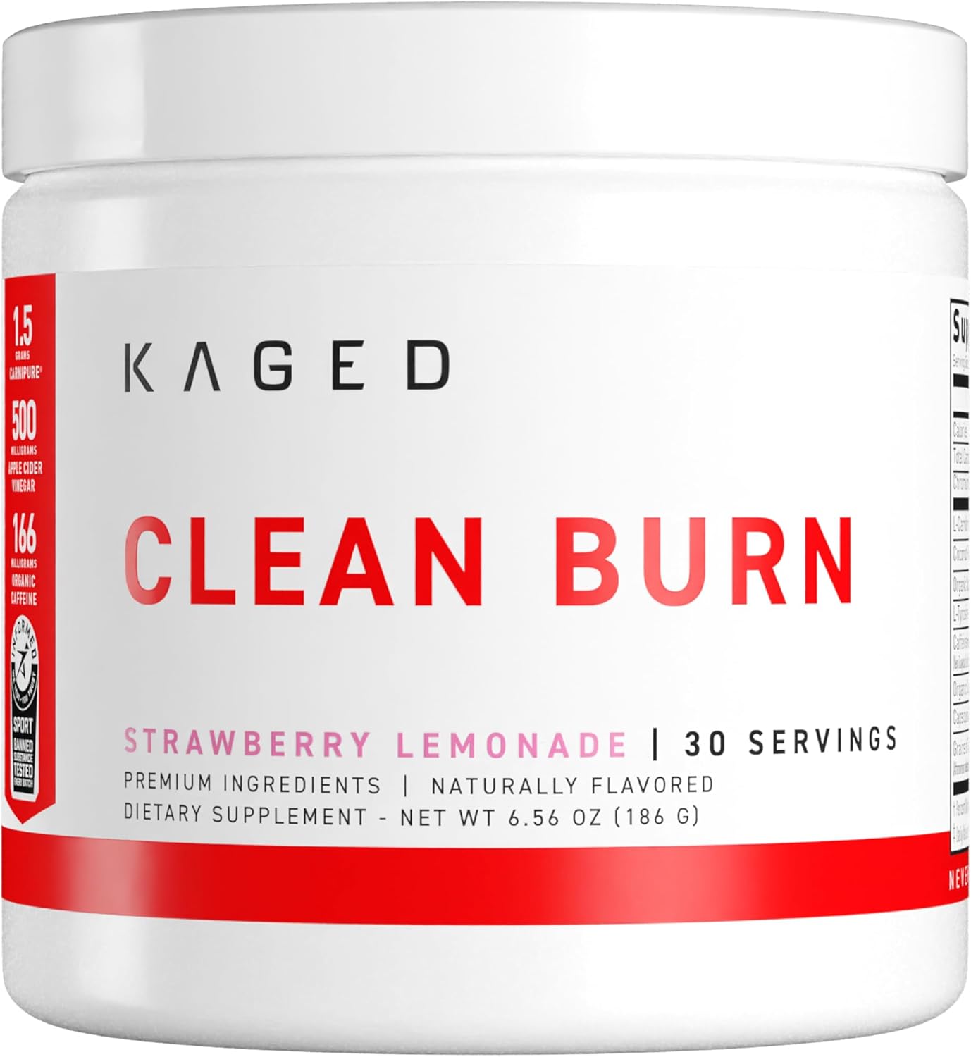 Kaged Clean Burn | Weight Loss Powder | CaloriBurn GP, L Carnitine, Coconut Water | Boost Metabolism, Energy, Focus | Strawberry Lemonade