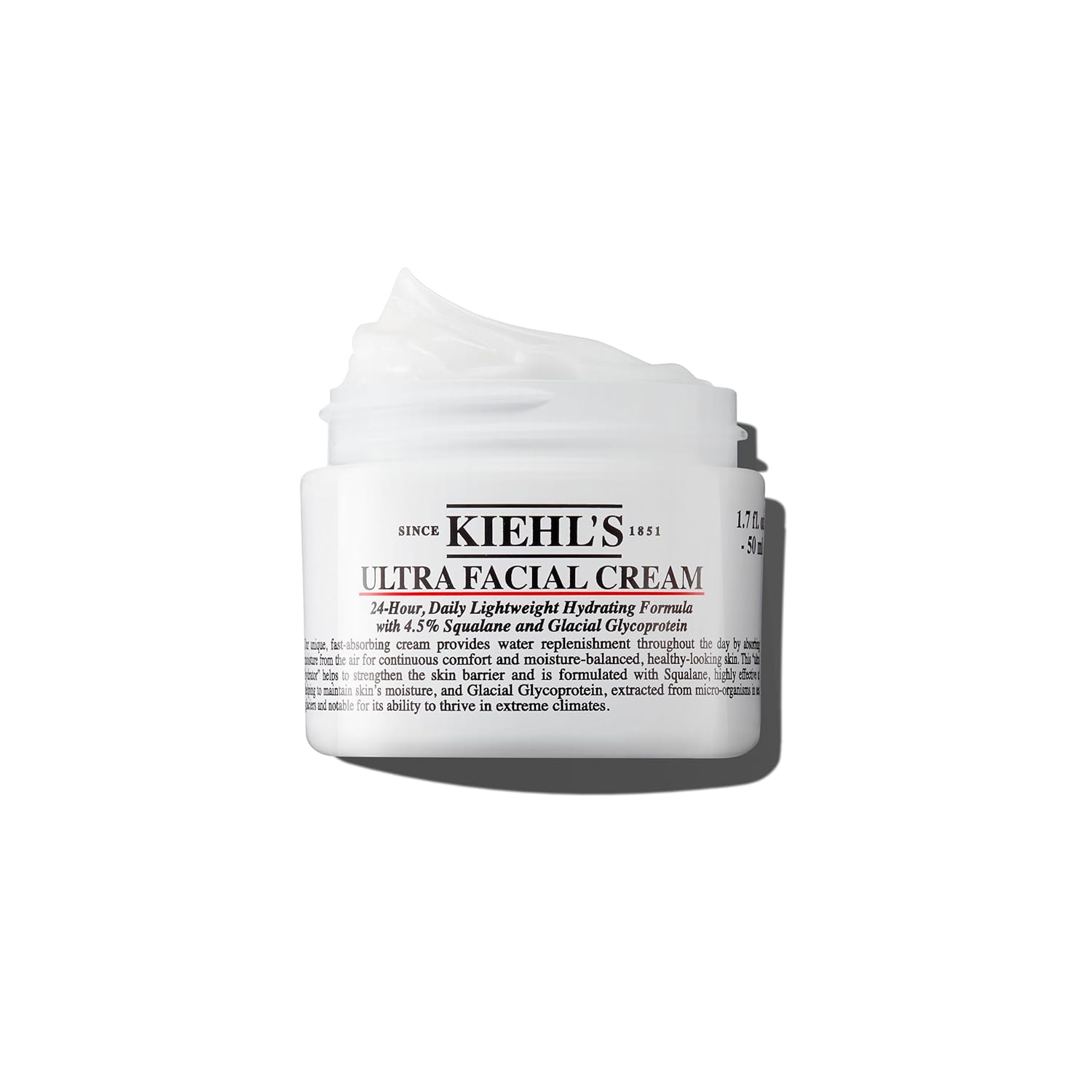 Kiehl’s Ultra Facial Cream, with 4.5% Squalane to Strengthen Skin’s Moisture Barrier, Skin Feels Softer and Smoother, Long-Lasting Hydration, Easy and Fast-Absorbing, Suitable for All Skin Types