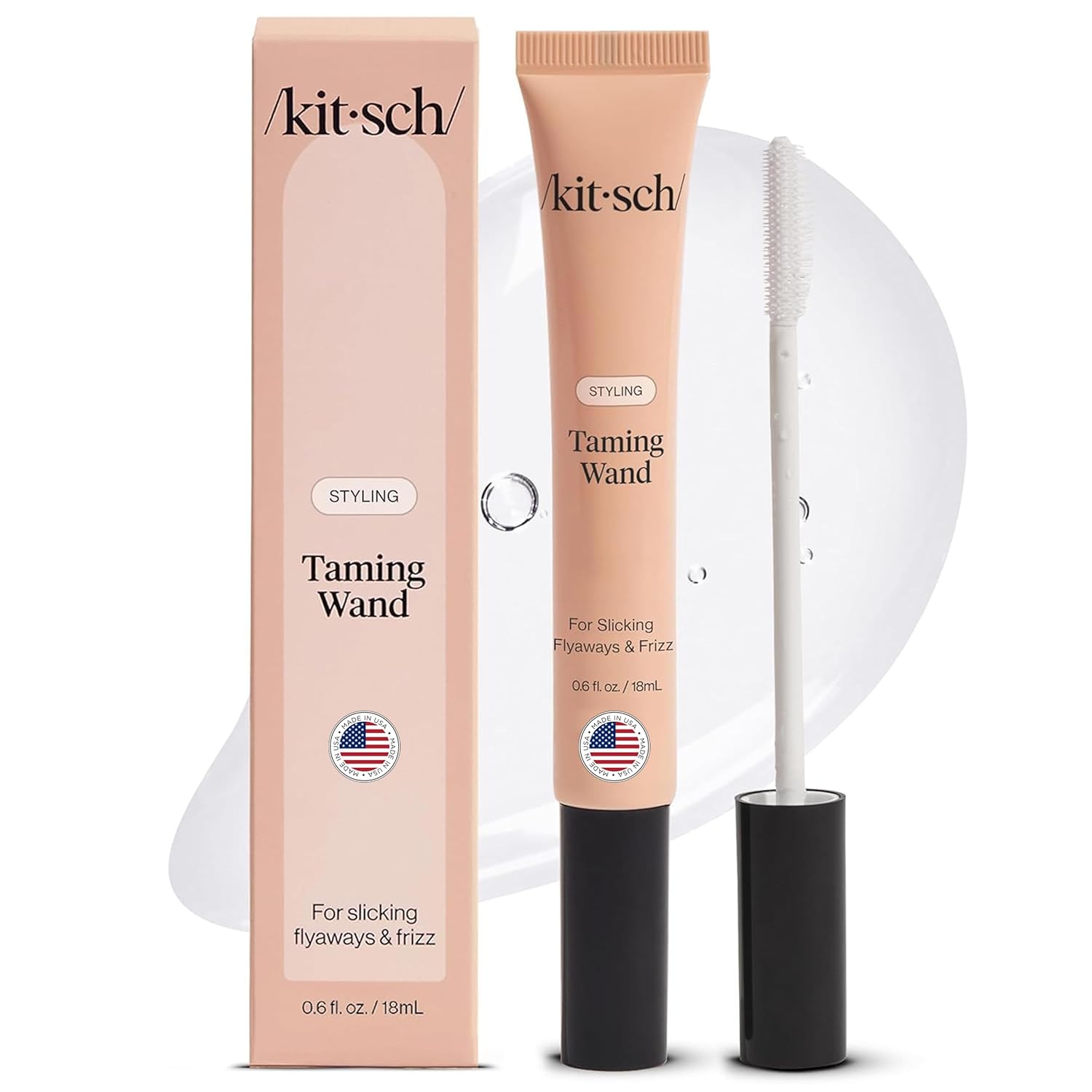 Kitsch Hair Taming Wand – Fly Away Stick For Hair with Biotin, Aloe & Vitamin E | Clear Hair Mascara for Flyaways, Slick Back Style | Travel Size, Ideal Gifts for Women – 18mL