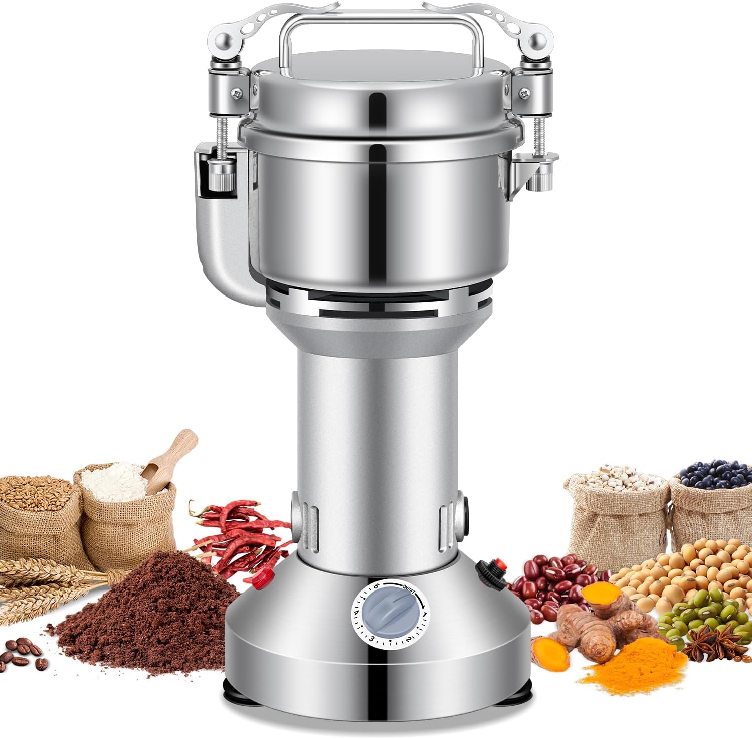 LEEVOT Grain Mill 300g Commercial Spice Grinder Electric 1200W Stainless Steel Pulverizer Dry Grinders for Grinding Wheat, Oats, Corn, Pepper, and Coffee Beans – Grinder for Kitchen.