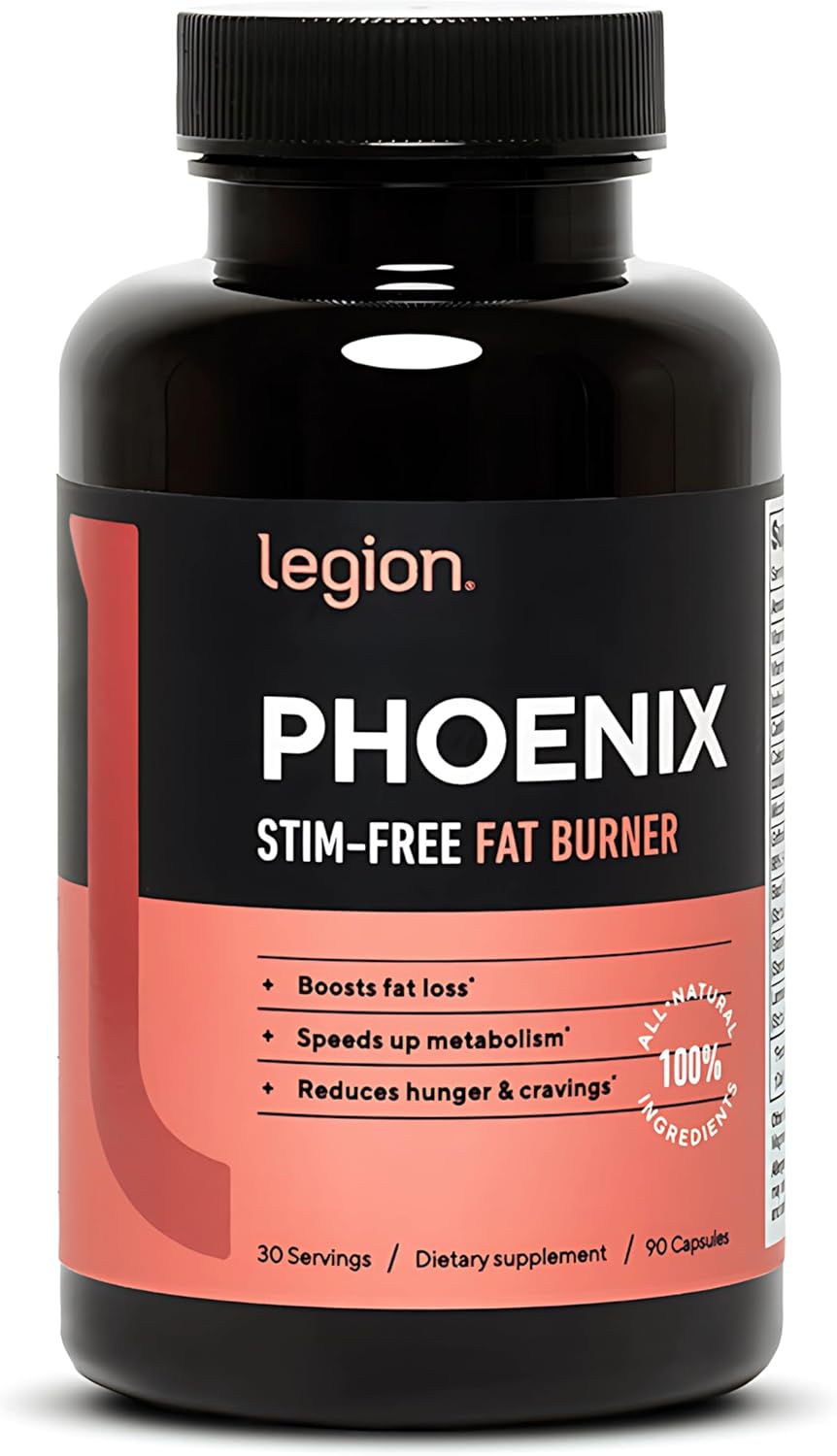 LEGION Phoenix Thermogenic Fat Burners & Weight Loss Pills – 30 Servings, 90 Capsules (Caffeine Free)
