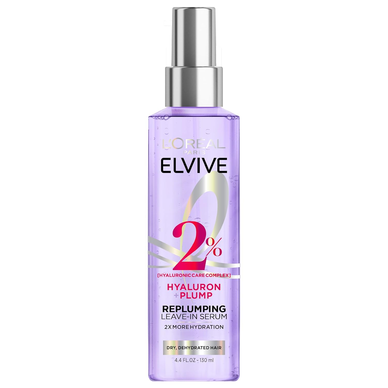 L’Oreal Paris Elvive Hyaluron Plump Moisture Plump Hair Serum for Dehydrated, Dry Hair with Hyaluronic Acid Care Complex, Paraben-Free, 4.4 Fl Oz